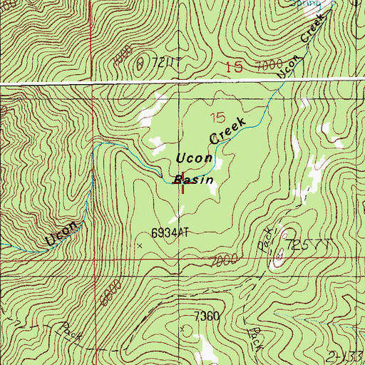 Topographic Map of Ucon Basin, ID