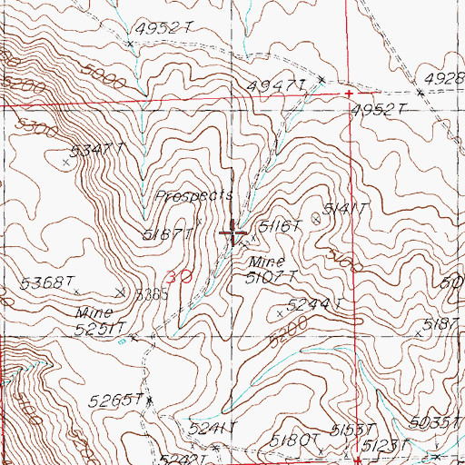 Topographic Map of Uhrig Mine, ID
