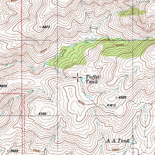 Topographic Map of Tuffet Tank, AZ