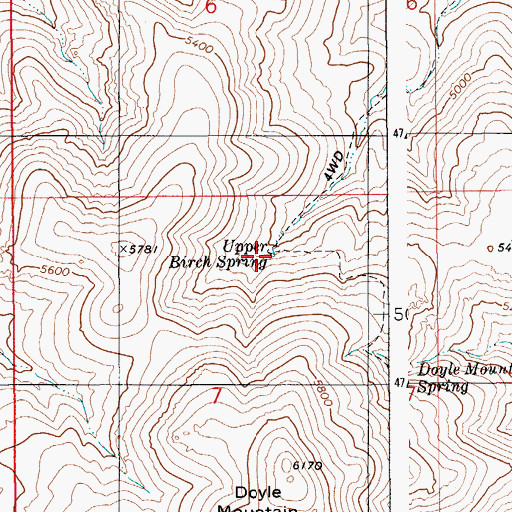 Topographic Map of Upper Birch Spring, ID