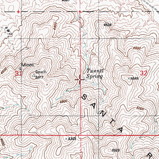 Topographic Map of Tunnel Spring, AZ