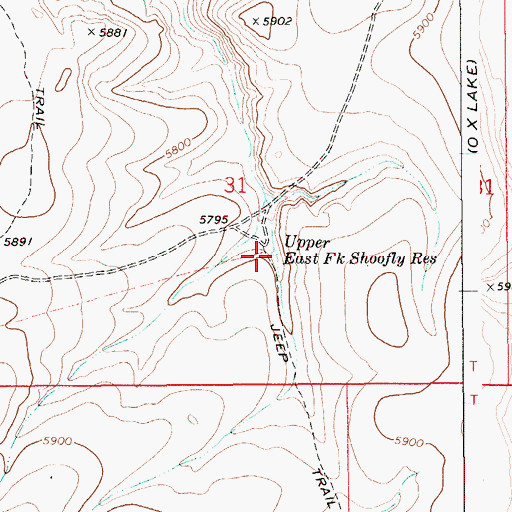 Topographic Map of Upper East Fork Shoofly Reservoir, ID