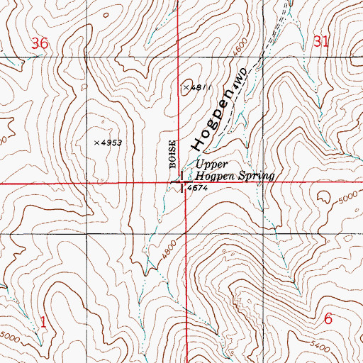 Topographic Map of Upper Hogpen Spring, ID