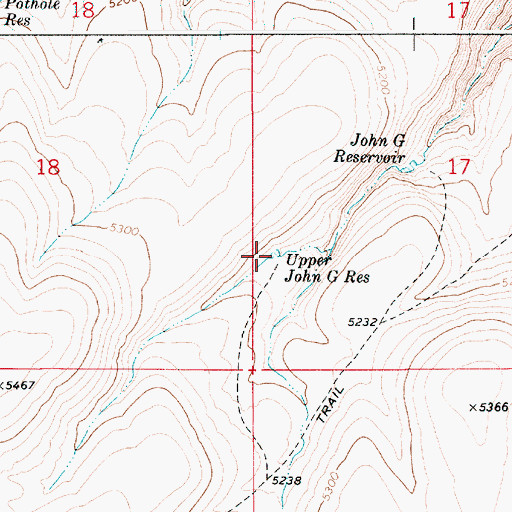 Topographic Map of Upper John G Reservoir, ID