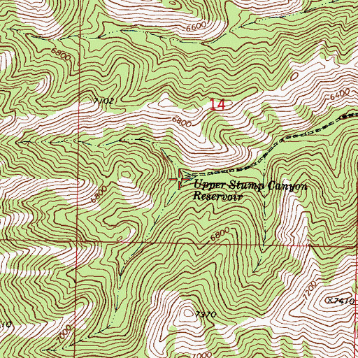 Topographic Map of Upper Stump Canyon Reservoir, ID