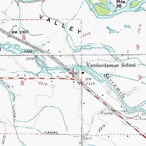 Topographic Map of Vanderdasson School, ID
