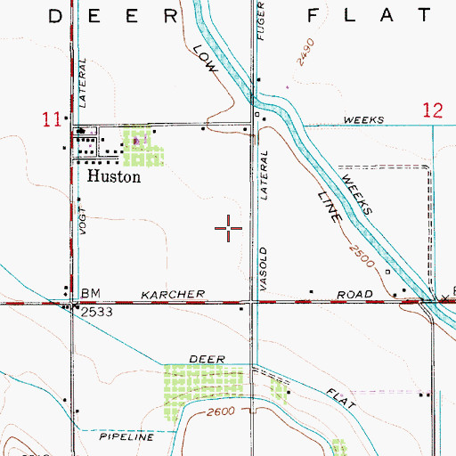 Topographic Map of Vasold Lateral, ID