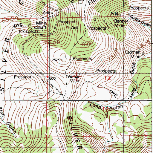 Topographic Map of Venus Mine, ID