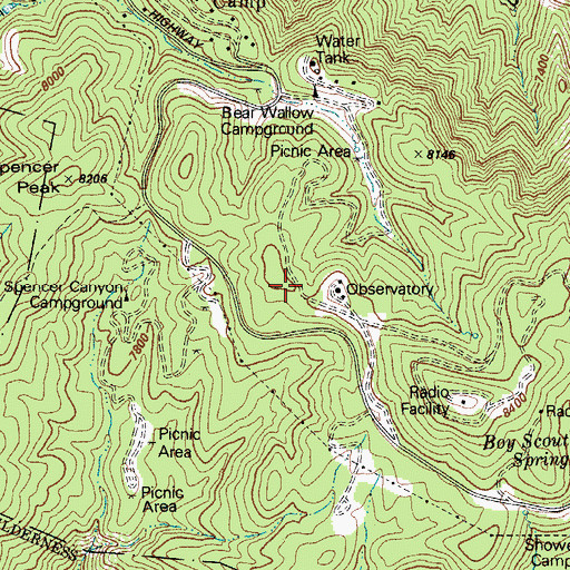 Topographic Map of University of Arizona Observatory, AZ