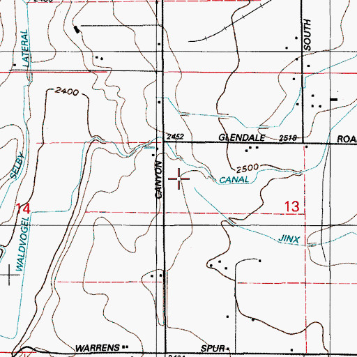 Topographic Map of Waldvogel Canal Wasteway, ID