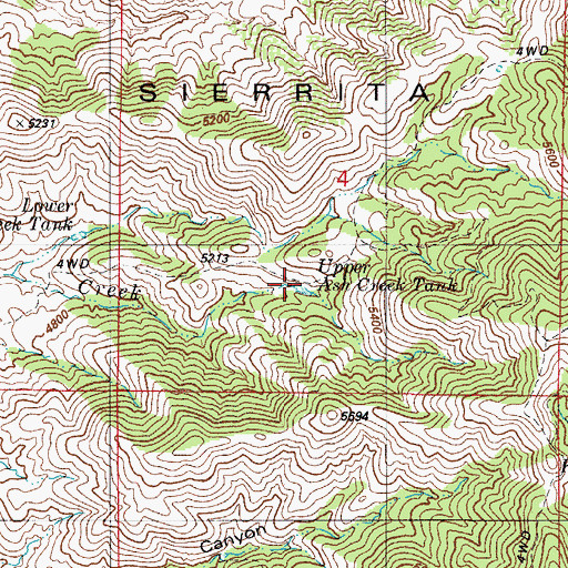 Topographic Map of Upper Ash Creek Tank, AZ