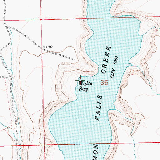 Topographic Map of Walts Bay, ID