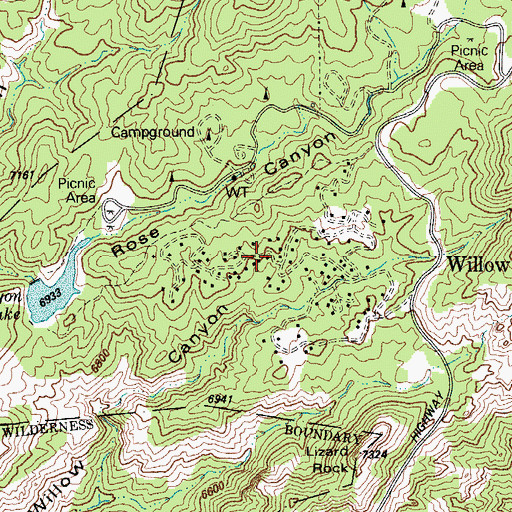 Topographic Map of Upper Rim Campgrounds, AZ