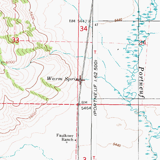 Topographic Map of Warm Spring, ID