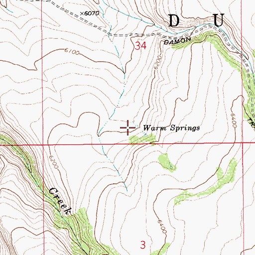 Topographic Map of Warm Springs, ID