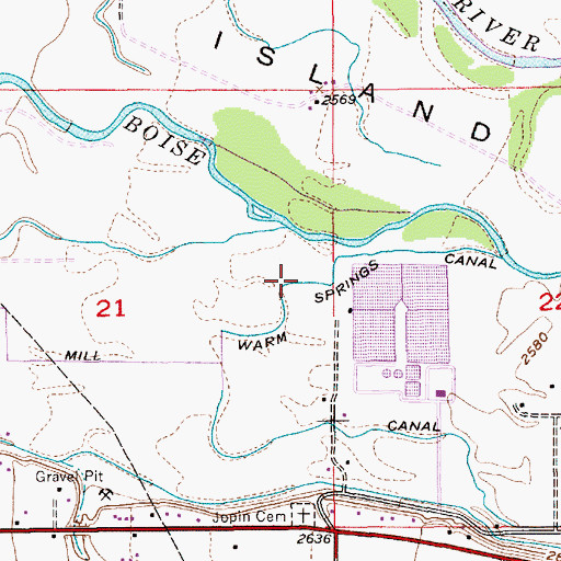 Topographic Map of Warm Springs Canal, ID