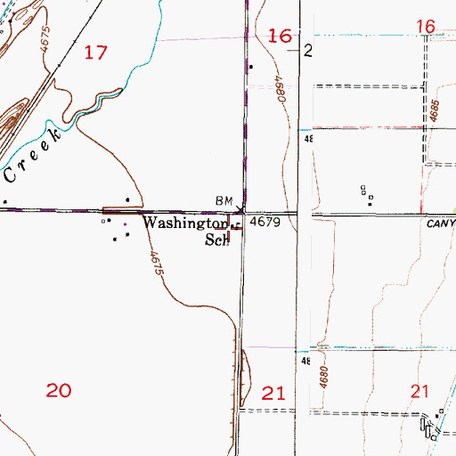 Topographic Map of Washington School, ID
