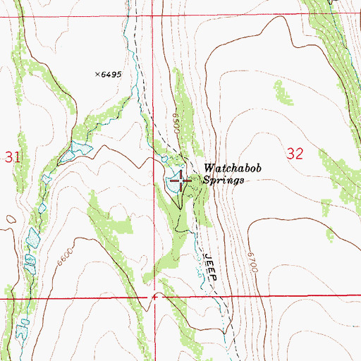 Topographic Map of Watchabob Springs, ID