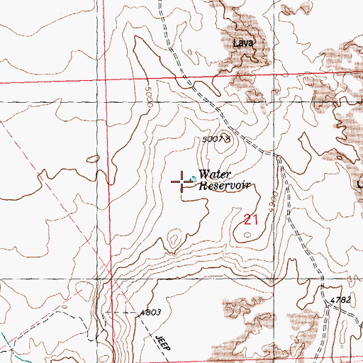 Topographic Map of Water Reservoir, ID