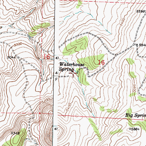 Topographic Map of Waterhouse Spring, ID