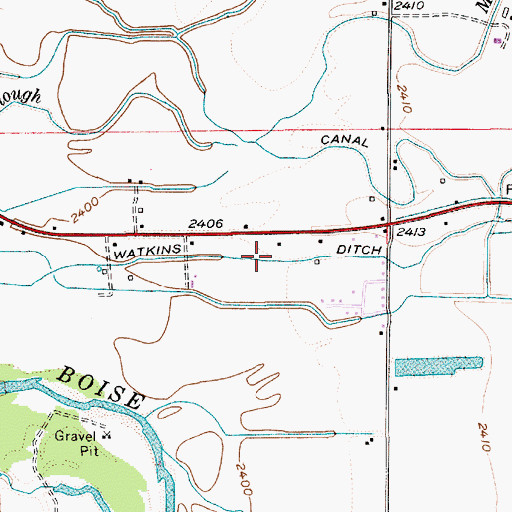 Topographic Map of Watkins Ditch, ID
