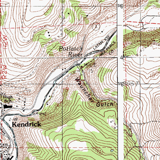 Topographic Map of Wauncher Gulch, ID