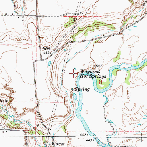 Topographic Map of Wayland Hot Springs, ID