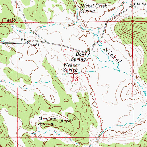 Topographic Map of Weaner Spring, ID