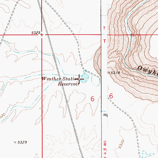 Topographic Map of Weather Station Reservoir, ID