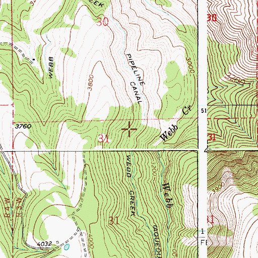 Topographic Map of Webb Creek Canal, ID