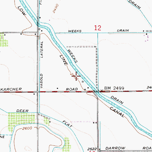 Topographic Map of Weeks Drain, ID