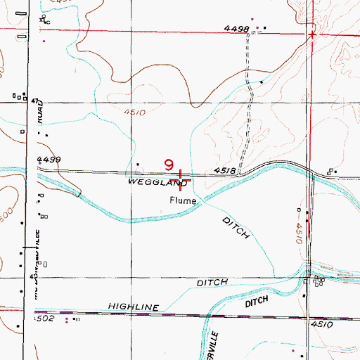 Topographic Map of Weggland Ditch, ID
