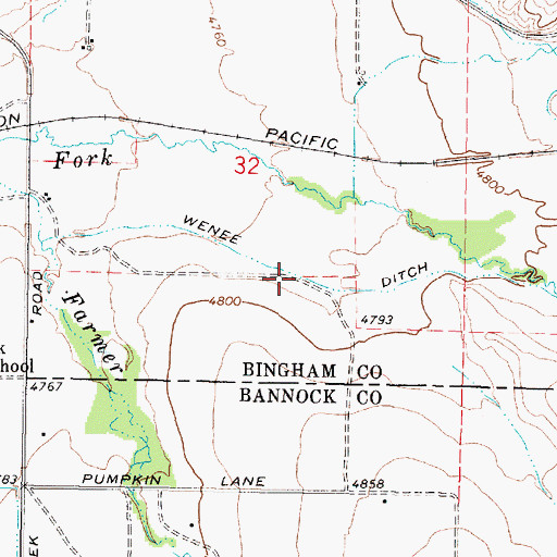 Topographic Map of Wenee Ditch, ID