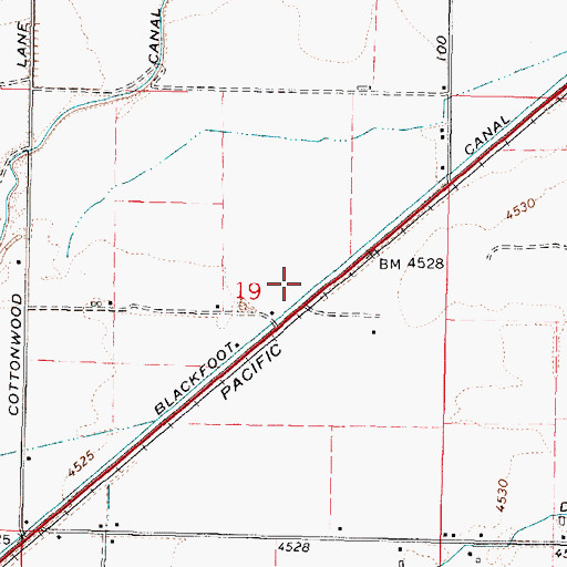 Topographic Map of West Branch Blackfoot Canal, ID