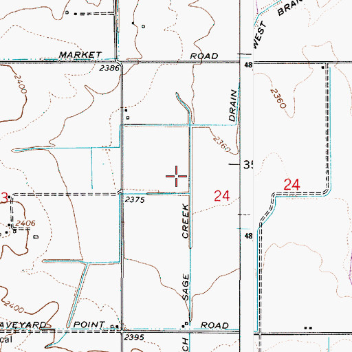 Topographic Map of West Branch Sage Creek Drain, ID