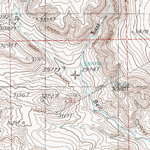 Topographic Map of West Fork Bell Mare Creek, ID