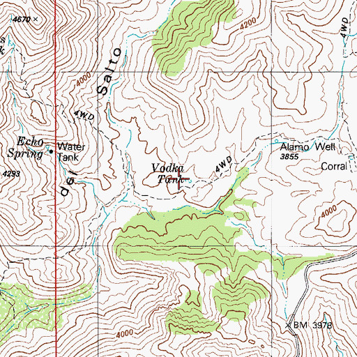 Topographic Map of Vodka Tank, AZ