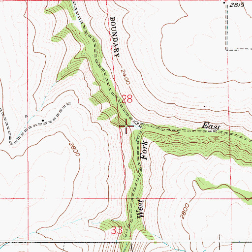 Topographic Map of West Fork Sweetwater Creek, ID