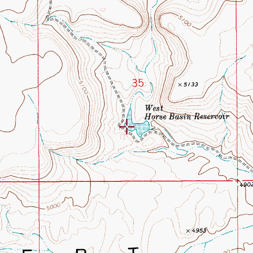 Topographic Map of West Horse Basin Reservoir, ID