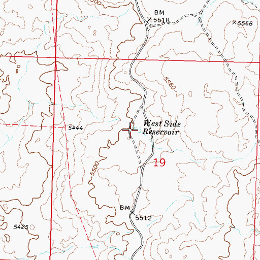 Topographic Map of West Side Reservoir, ID