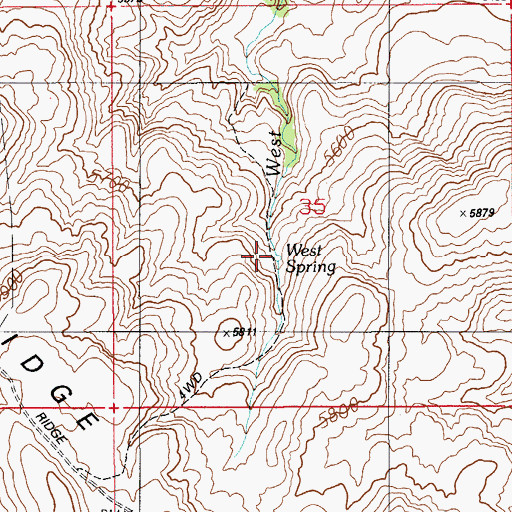 Topographic Map of West Spring, ID