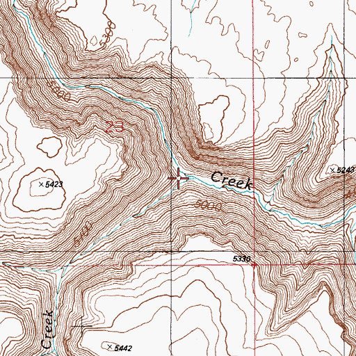 Topographic Map of West Spring Creek, ID