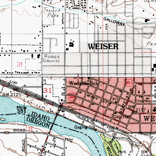 Topographic Map of Westside School, ID