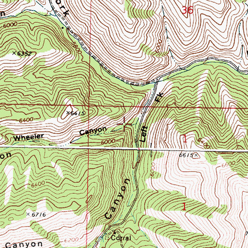 Topographic Map of Wheeler Canyon, ID