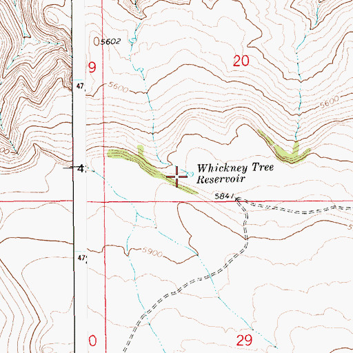 Topographic Map of Whickney Tree Reservoir, ID