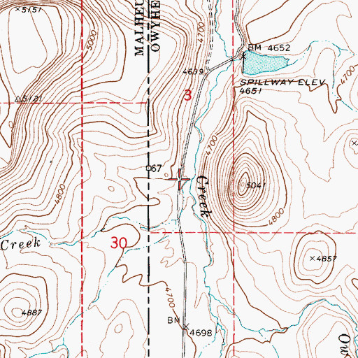 Topographic Map of Whiskey Creek, ID