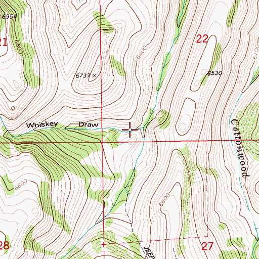 Topographic Map of Whiskey Draw, ID