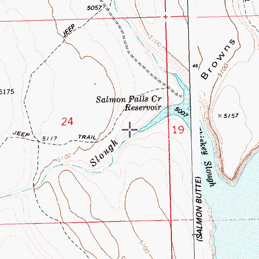 Topographic Map of Whiskey Slough, ID