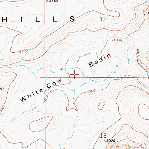 Topographic Map of White Cow Basin, ID