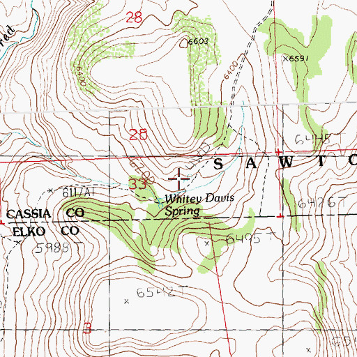 Topographic Map of Whitey Davis Spring, ID